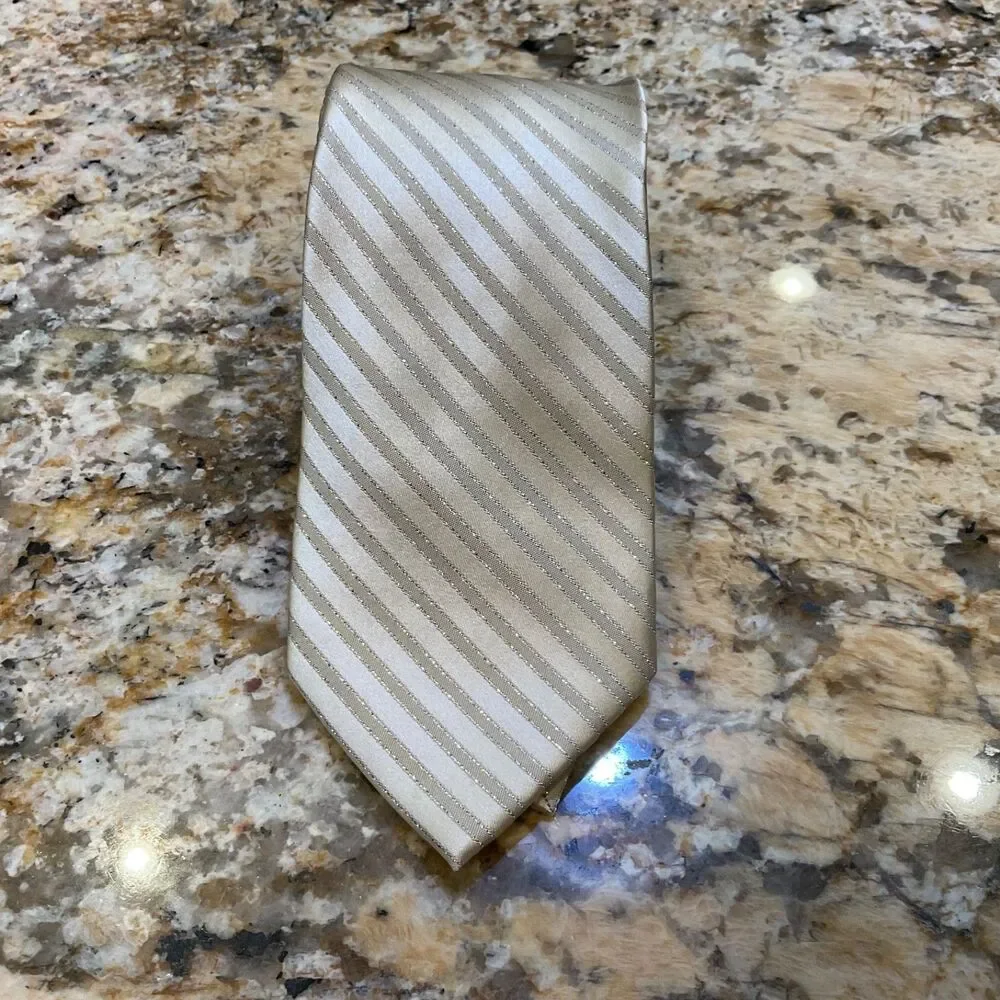 Stafford Signature Men's Long 61” Neck Tie gold sparkle 97% Silk Holiday tie